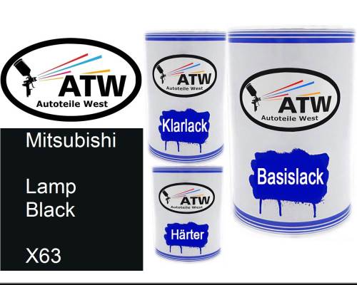 Mitsubishi, Lamp Black, X63: 500ml Lackdose + 500ml Klarlack + 250ml Härter - Set, von ATW Autoteile West.